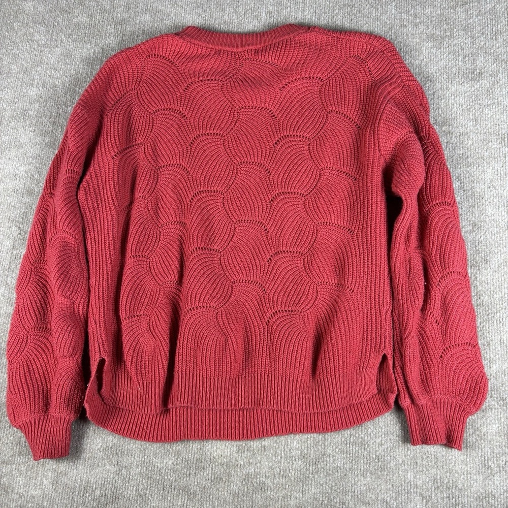 Marine Layer Womens Small Pink/Red Textured Knit Crewneck Sweater Casual - Picture 7 of 8